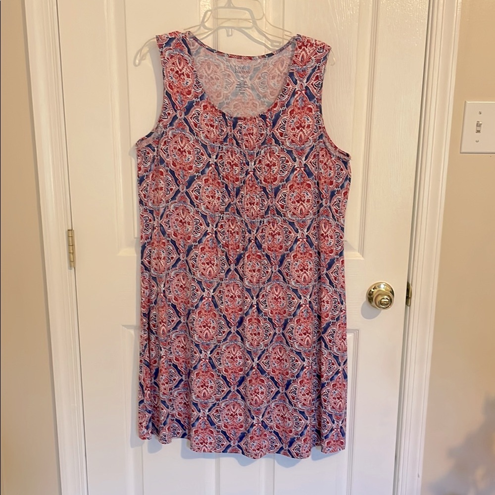 Croft & Barrow Pink and Blue Sleeveless Sundress, Size PXL